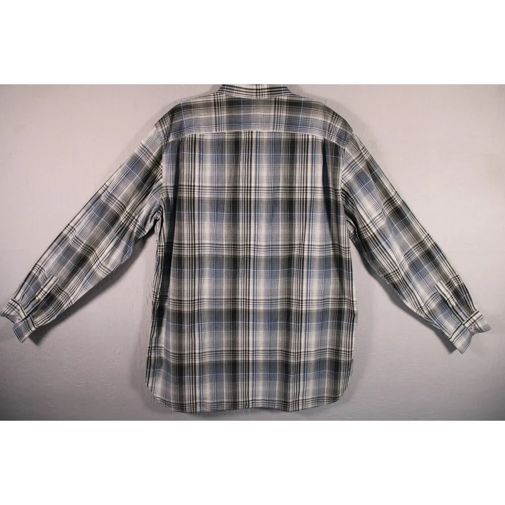 Banana Republic Men's Slim Fit Plaid Long Sleeve Pearl Snap Shirt Large Pearl
